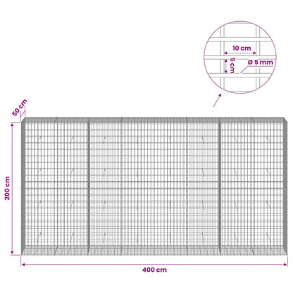 Gabion with 5 mm Wire and 5x10 cm Mesh 400x50x200 cm