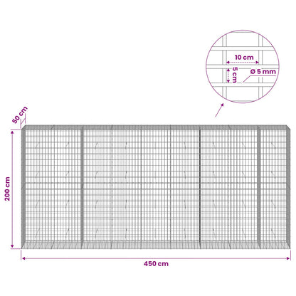 Gabion with 5 mm Wire and 5x10 cm Mesh 450x50x200 cm