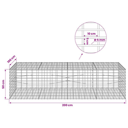 Gabion with 5 mm Wire and 5x10 cm Mesh 200x100x50 cm