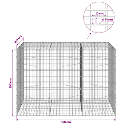 Gabion with 5 mm Wire and 5x10 cm Mesh 150x100x100 cm