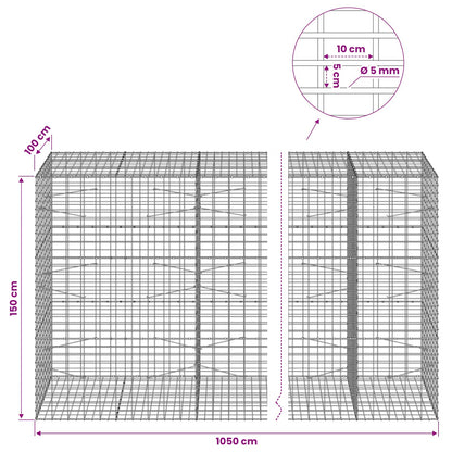 Gabion with 5 mm Wire and 5x10 cm Mesh 1050x100x150 cm