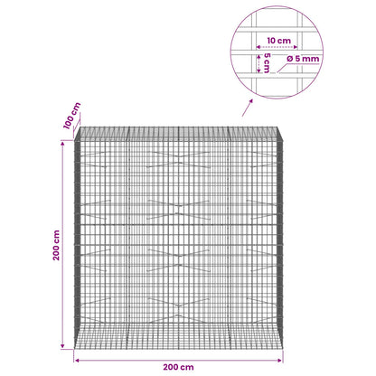 Gabion with 5 mm Wire and 5x10 cm Mesh 200x100x200 cm