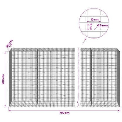 Gabion with 5 mm Wire and 5x10 cm Mesh 700x100x200 cm