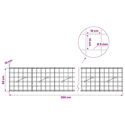 Gabion with 5 mm Wire and 10x10 cm Mesh 350x10x50 cm