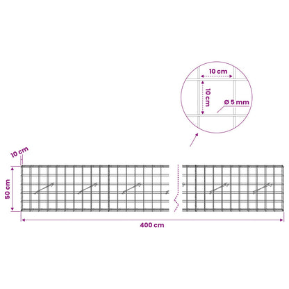 Gabion with 5 mm Wire and 10x10 cm Mesh 400x10x50 cm