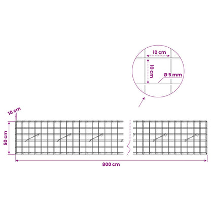 Gabion with 5 mm Wire and 10x10 cm Mesh 800x10x50 cm