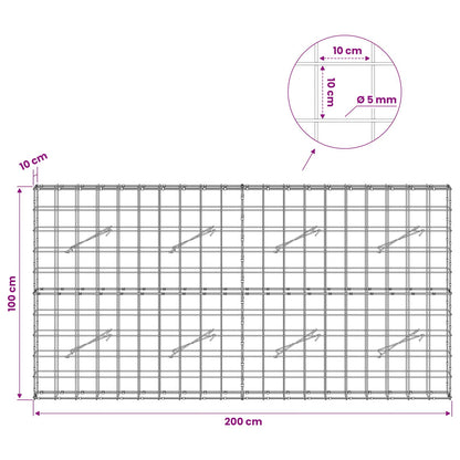 Gabion with 5 mm Wire and 10x10 cm Mesh 200x10x100 cm