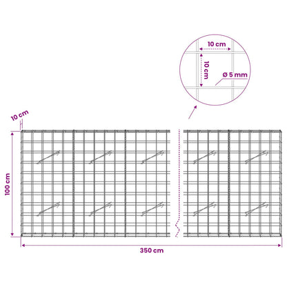 Gabion with 5 mm Wire and 10x10 cm Mesh 350x10x100 cm