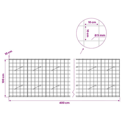 Gabion with 5 mm Wire and 10x10 cm Mesh 400x10x100 cm