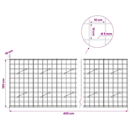 Gabion with 5 mm Wire and 10x10 cm Mesh 450x10x100 cm