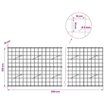 Gabion with 5 mm Wire and 10x10 cm Mesh 550x10x100 cm