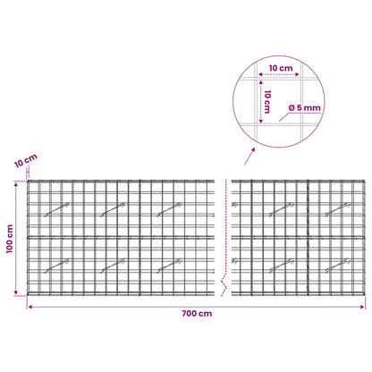Gabion with 5 mm Wire and 10x10 cm Mesh 700x10x100 cm