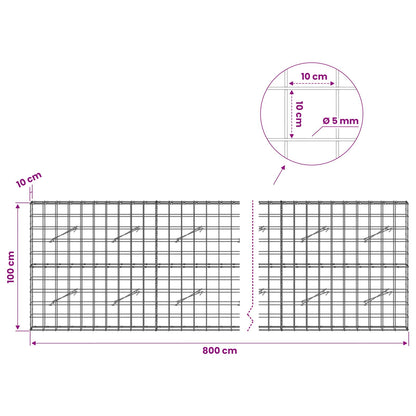 Gabion with 5 mm Wire and 10x10 cm Mesh 800x10x100 cm