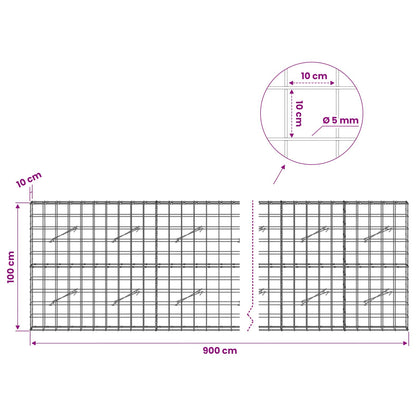 Gabion with 5 mm Wire and 10x10 cm Mesh 900x10x100 cm