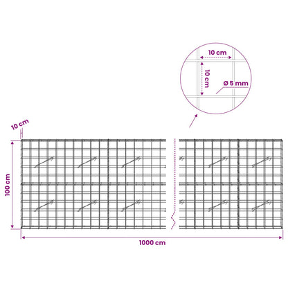 Gabion with 5 mm Wire and 10x10 cm Mesh 1000x10x100 cm