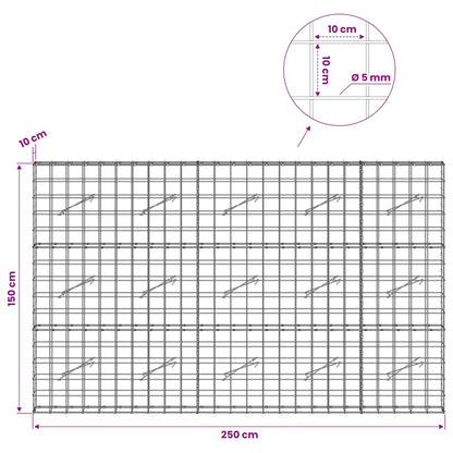 Gabion with 5 mm Wire and 10x10 cm Mesh 250x10x150 cm