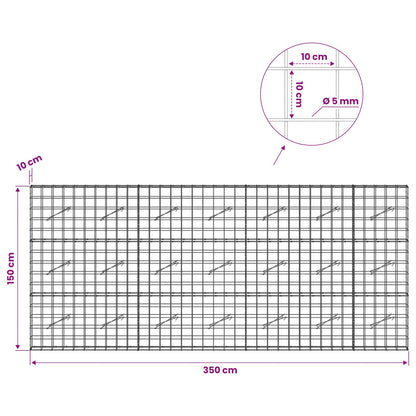 Gabion with 5 mm Wire and 10x10 cm Mesh 350x10x150 cm