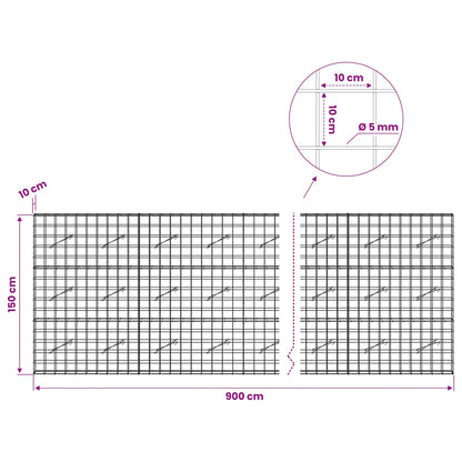 Gabion with 5 mm Wire and 10x10 cm Mesh 900x10x150 cm