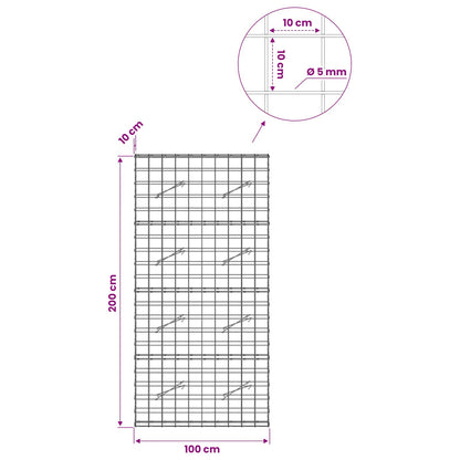 Gabion with 5 mm Wire and 10x10 cm Mesh 100x10x200 cm