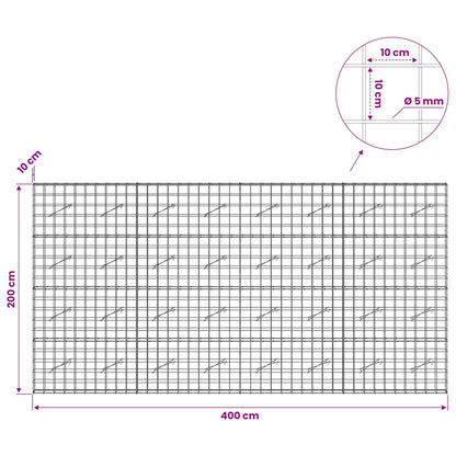 Gabion with 5 mm Wire and 10x10 cm Mesh 400x10x200 cm