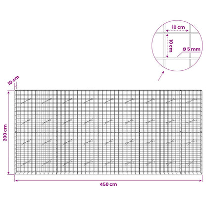 Gabion with 5 mm Wire and 10x10 cm Mesh 450x10x200 cm