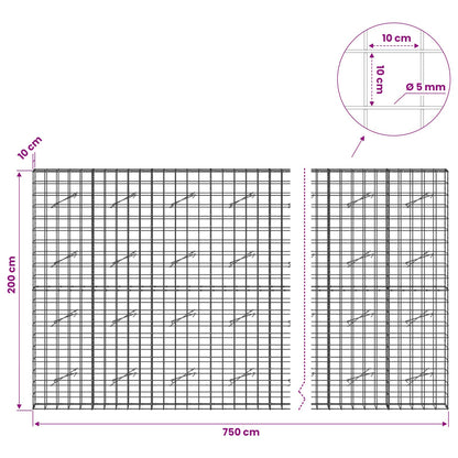 Gabion with 5 mm Wire and 10x10 cm Mesh 750x10x200 cm