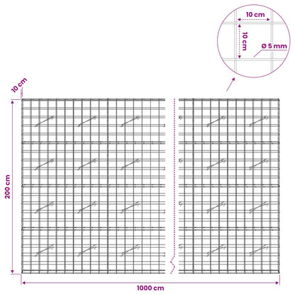 Gabion with 5 mm Wire and 10x10 cm Mesh 1000x10x200 cm