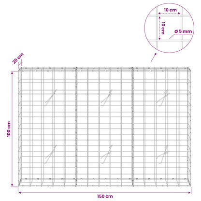 Gabion with 5 mm Wire and 10x10 cm Mesh 150x20x100 cm