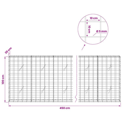 Gabion with 5 mm Wire and 10x10 cm Mesh 450x20x100 cm