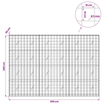 Gabion with 5 mm Wire and 10x10 cm Mesh 300x20x200 cm