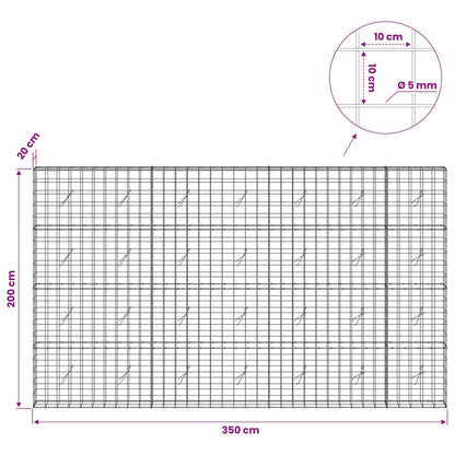 Gabion with 5 mm Wire and 10x10 cm Mesh 350x20x200 cm