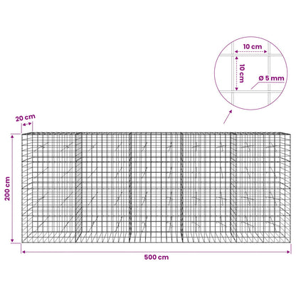 Gabion with 5 mm Wire and 10x10 cm Mesh 500x20x200 cm