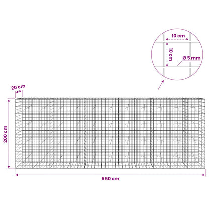 Gabion with 5 mm Wire and 10x10 cm Mesh 550x20x200 cm
