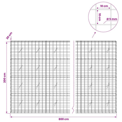 Gabion with 5 mm Wire and 10x10 cm Mesh 800x20x200 cm