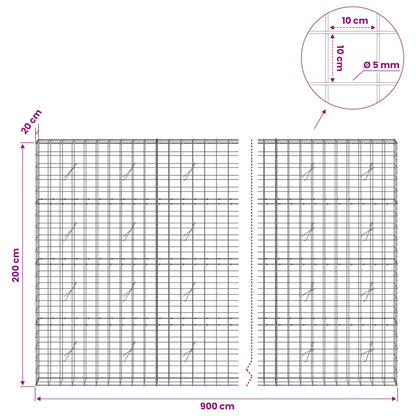 Gabion with 5 mm Wire and 10x10 cm Mesh 900x20x200 cm