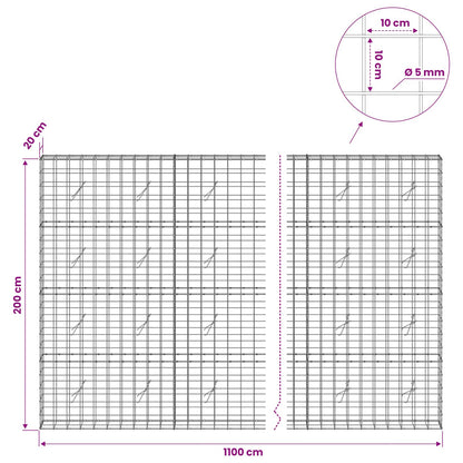 Gabion with 5 mm Wire and 10x10 cm Mesh 1100x20x200 cm