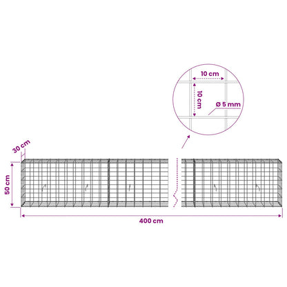 Gabion with 5 mm Wire and 10x10 cm Mesh 400x30x50 cm