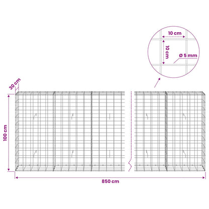 Gabion with 5 mm Wire and 10x10 cm Mesh 850x30x100 cm
