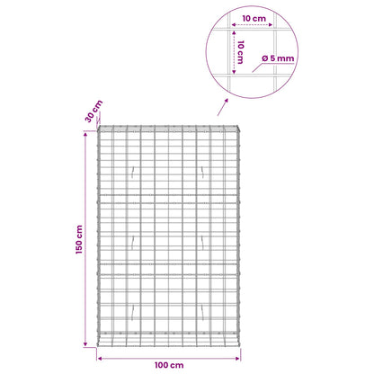 Gabion with 5 mm Wire and 10x10 cm Mesh 100x30x150 cm