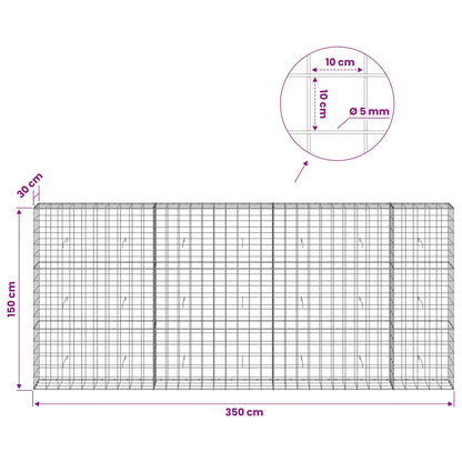 Gabion with 5 mm Wire and 10x10 cm Mesh 350x30x150 cm