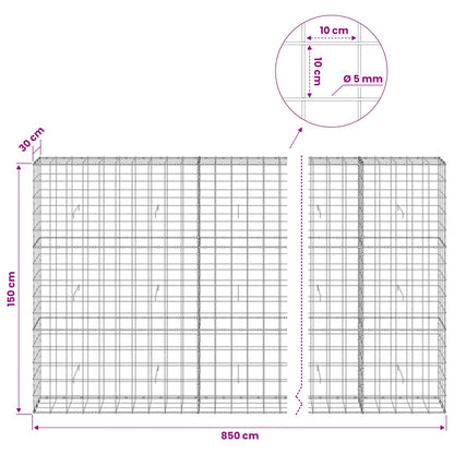 Gabion with 5 mm Wire and 10x10 cm Mesh 850x30x150 cm