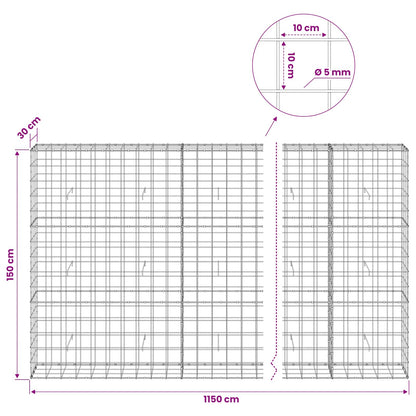 Gabion with 5 mm Wire and 10x10 cm Mesh 1150x30x150 cm