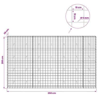 Gabion with 5 mm Wire and 10x10 cm Mesh 350x30x200 cm