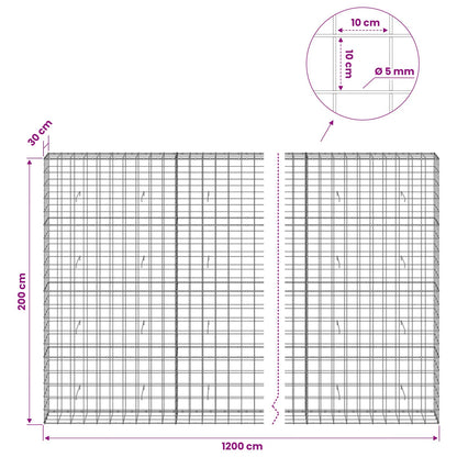 Gabion with 5 mm Wire and 10x10 cm Mesh 1200x30x200 cm