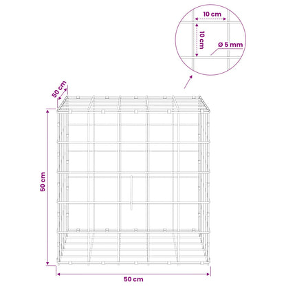 Gabion with 5 mm Wire and 10x10 cm Mesh 50x50x50 cm