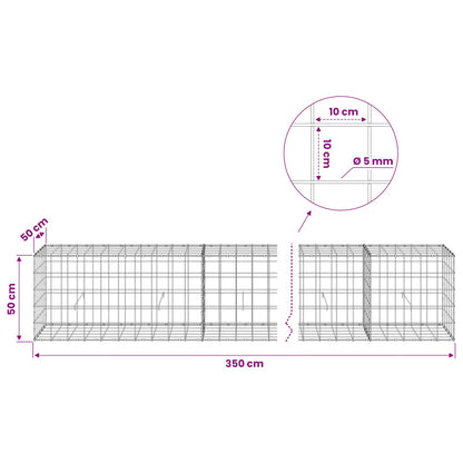 Gabion with 5 mm Wire and 10x10 cm Mesh 350x50x50 cm