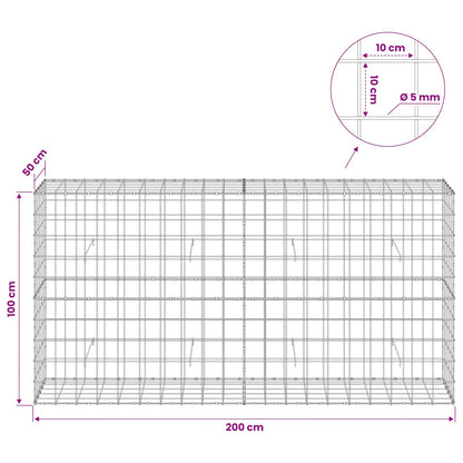 Gabion with 5 mm Wire and 10x10 cm Mesh 200x50x100 cm