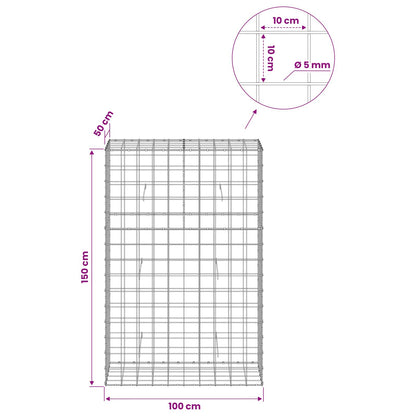 Gabion with 5 mm Wire and 10x10 cm Mesh 100x50x150 cm