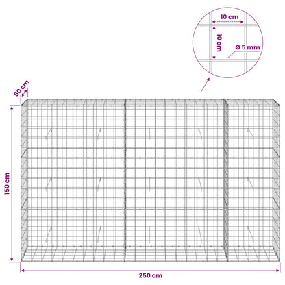 Gabion with 5 mm Wire and 10x10 cm Mesh 250x50x150 cm