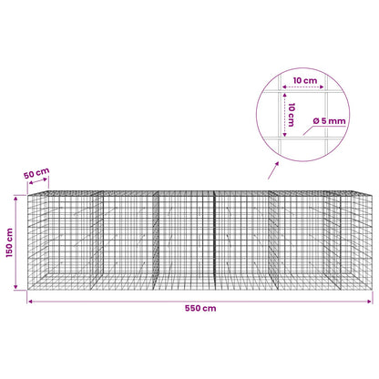 Gabion with 5 mm Wire and 10x10 cm Mesh 550x50x150 cm